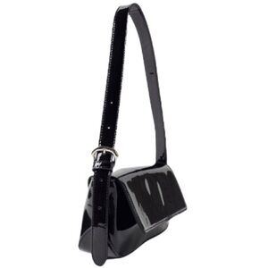 Urban Outfitters Black Patent Flap Baguette Bag NWT